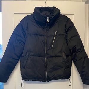 Sage collective black puffer with silver zippers